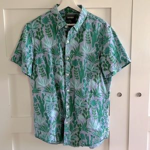 Bonobos Riviera shirt. Blue cactus print.